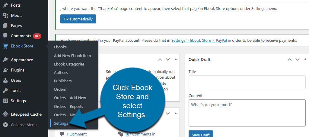 Ebook Store settings